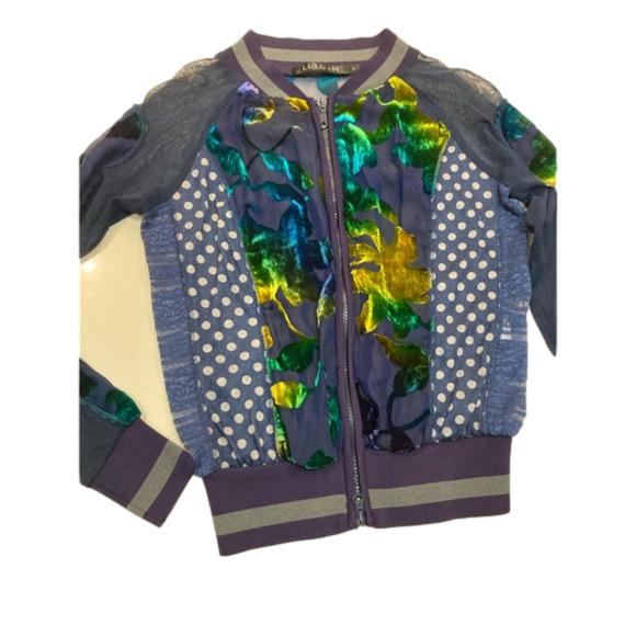 Stunning LULU H Paris mesh/velvet appliqué bomber jacket/French style cardigan - Picture 3 of 17